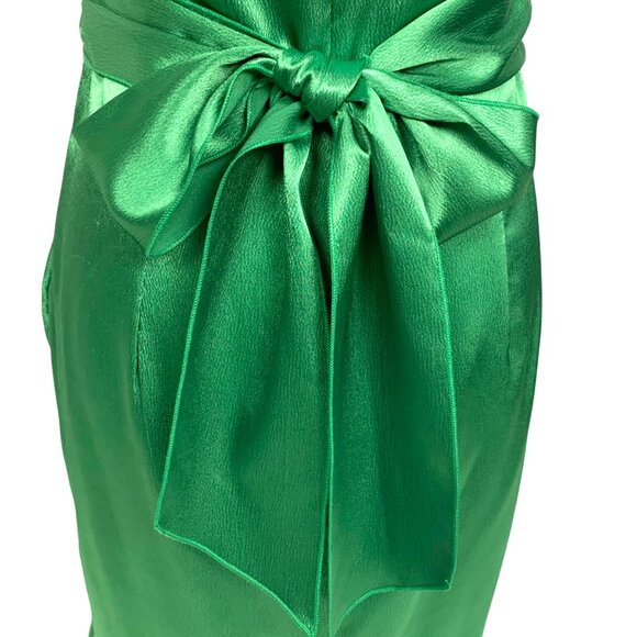 Love Reign Strapless Pleated Tie-Back Mini Cocktail Dress 9 Green Charmeuse - Picture 6 of 9